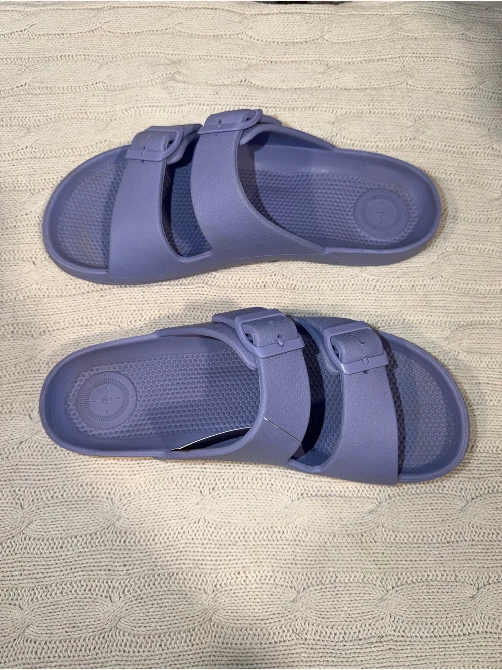 Women’s Lavender Double-Buckle Slide Sandals